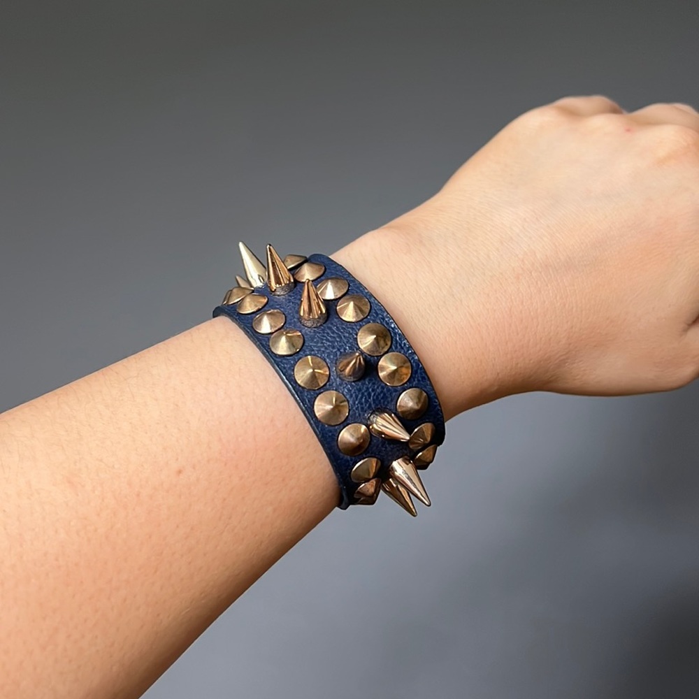Faux Leather Spike Bracelet